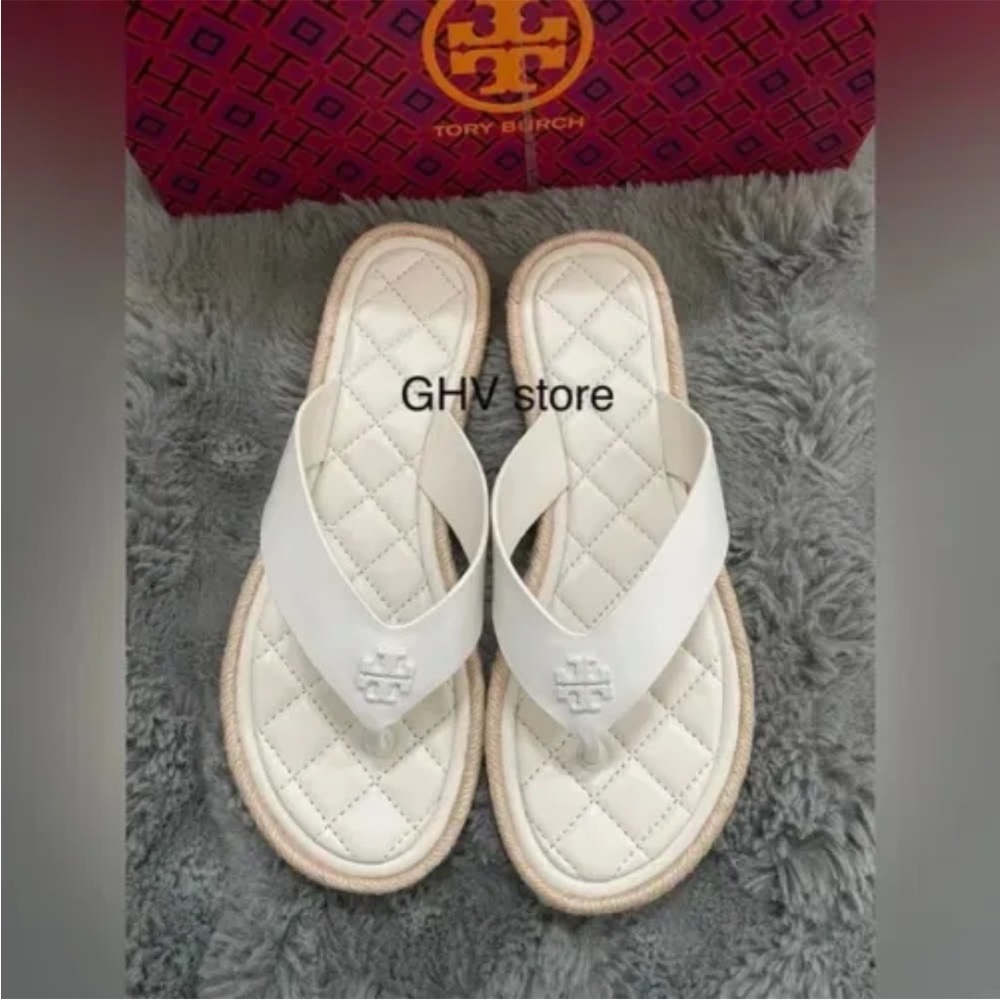 Tory Burch Quilted Espadrille Thong Sandal